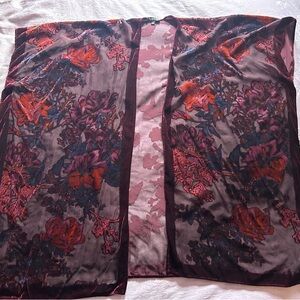 torrid burgundy floral sheer kimono